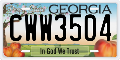GA license plate CWW3504
