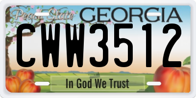 GA license plate CWW3512