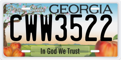 GA license plate CWW3522