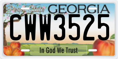GA license plate CWW3525