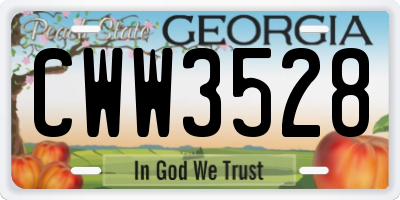 GA license plate CWW3528