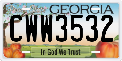 GA license plate CWW3532