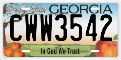 GA license plate CWW3542