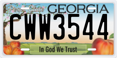 GA license plate CWW3544