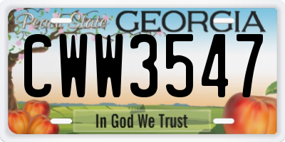 GA license plate CWW3547