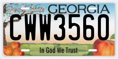 GA license plate CWW3560