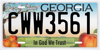 GA license plate CWW3561