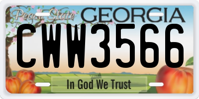 GA license plate CWW3566