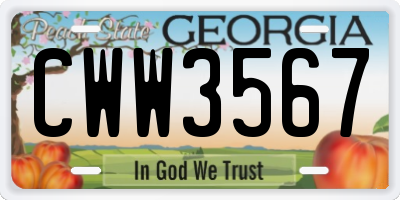GA license plate CWW3567