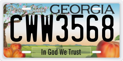 GA license plate CWW3568