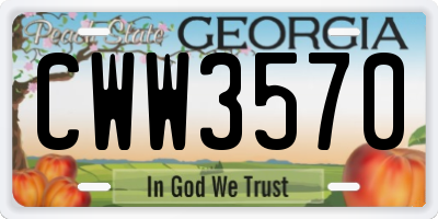 GA license plate CWW3570