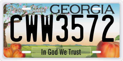 GA license plate CWW3572