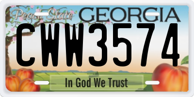GA license plate CWW3574