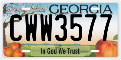 GA license plate CWW3577