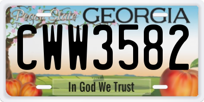 GA license plate CWW3582