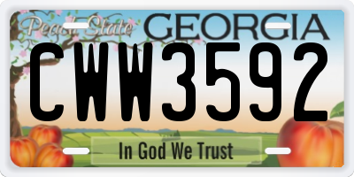 GA license plate CWW3592