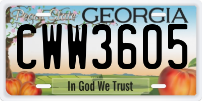 GA license plate CWW3605
