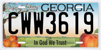 GA license plate CWW3619