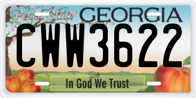 GA license plate CWW3622