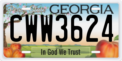 GA license plate CWW3624