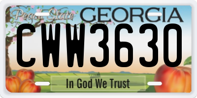 GA license plate CWW3630