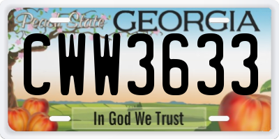 GA license plate CWW3633