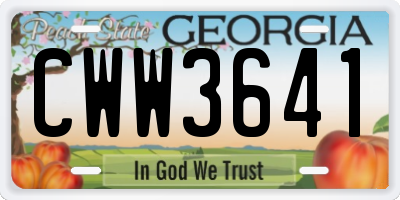 GA license plate CWW3641