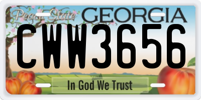 GA license plate CWW3656