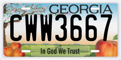 GA license plate CWW3667