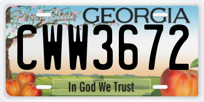 GA license plate CWW3672