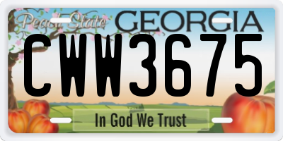 GA license plate CWW3675