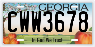 GA license plate CWW3678