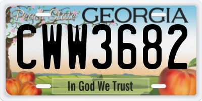 GA license plate CWW3682