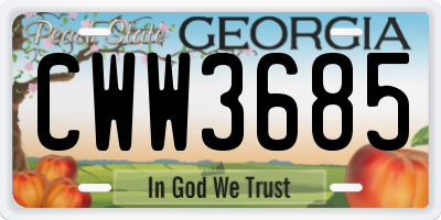 GA license plate CWW3685