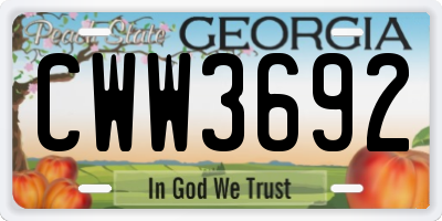 GA license plate CWW3692