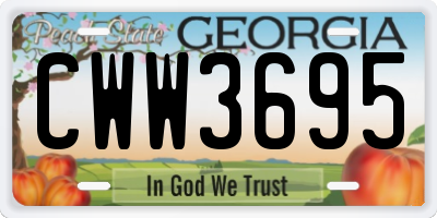 GA license plate CWW3695