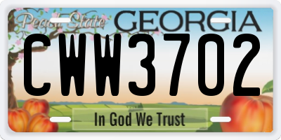 GA license plate CWW3702