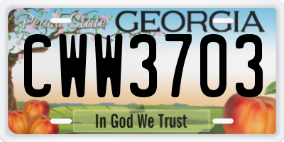 GA license plate CWW3703