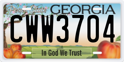 GA license plate CWW3704