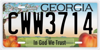 GA license plate CWW3714