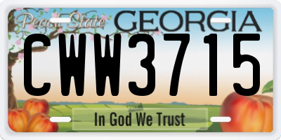 GA license plate CWW3715