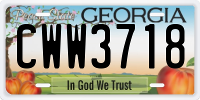 GA license plate CWW3718