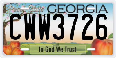 GA license plate CWW3726