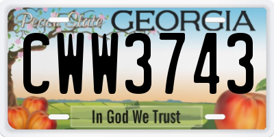 GA license plate CWW3743