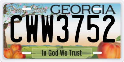 GA license plate CWW3752