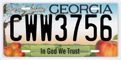 GA license plate CWW3756