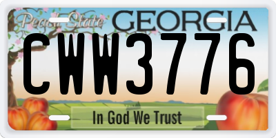 GA license plate CWW3776