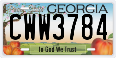 GA license plate CWW3784