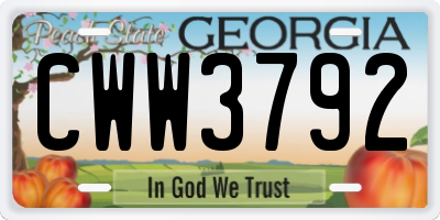 GA license plate CWW3792