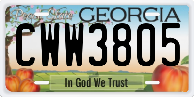 GA license plate CWW3805